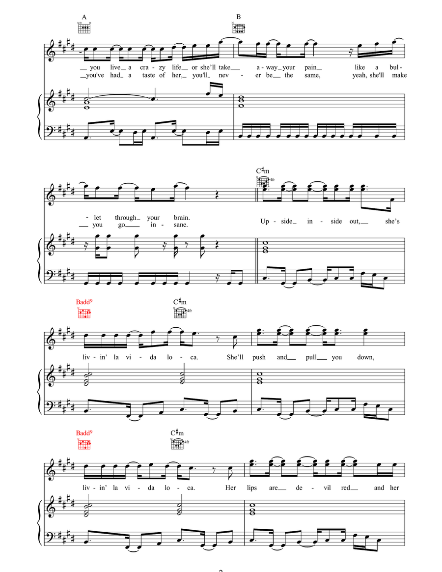 Livin' La Vida Loca Livin' La Vida Loca Acoustic Guitar scores gallery preview page 3