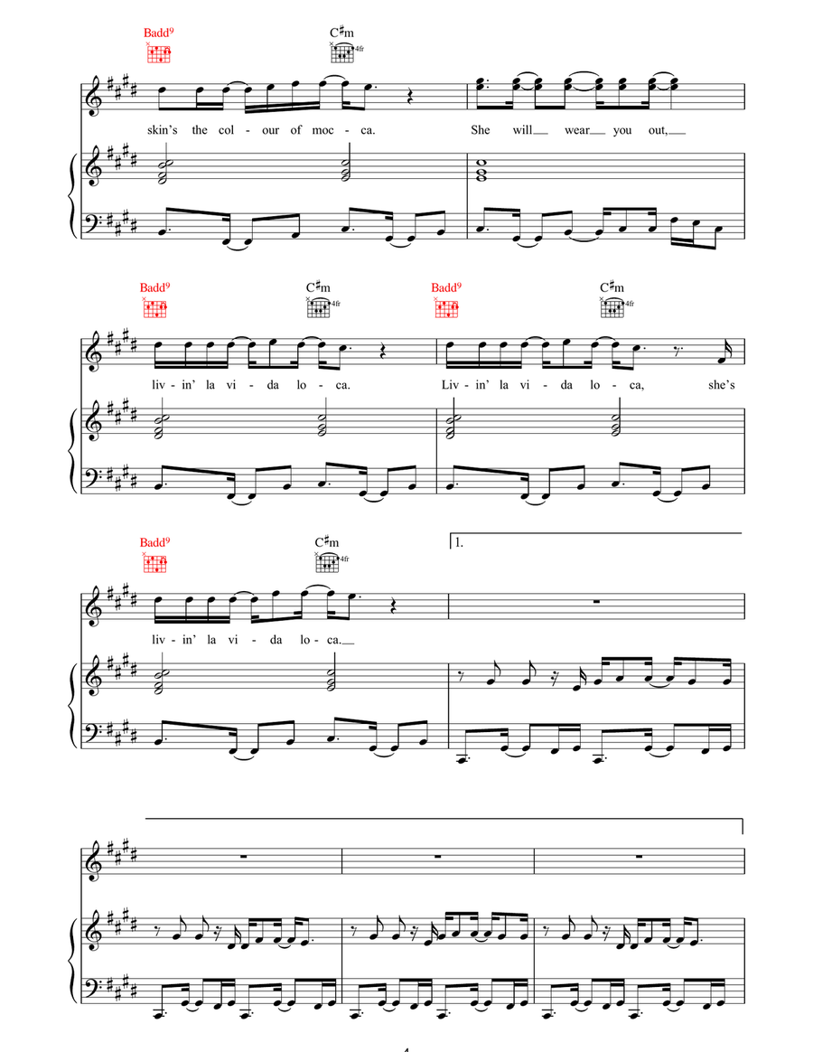 Livin' La Vida Loca Livin' La Vida Loca Acoustic Guitar scores gallery preview page 4