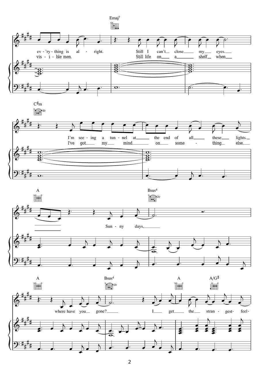 Why Does It Always Rain On Me? Piano, Vocal, Guitar scores gallery preview page 2