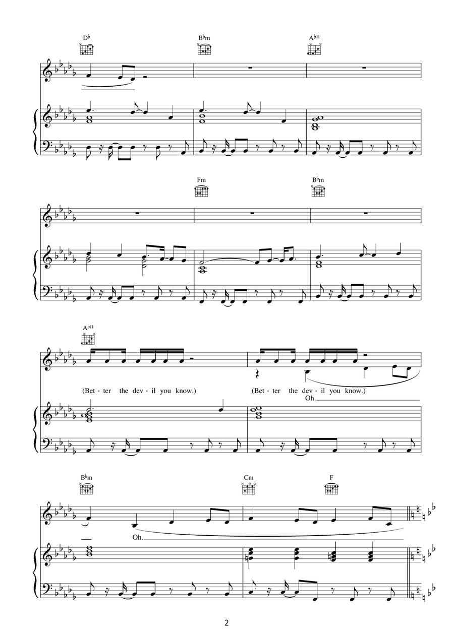 Better The Devil You Know Piano, Vocal, Guitar scores gallery preview page 2