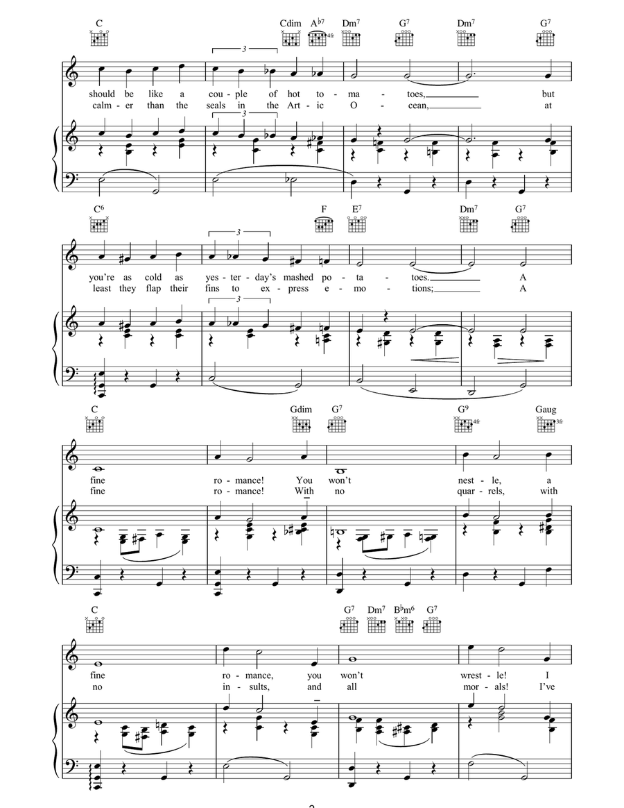 A Fine Romance A Fine Romance Piano, Vocal, Guitar scores gallery preview page 2