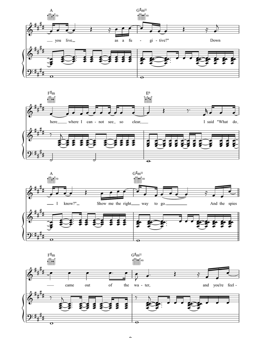 Spies Spies Piano, Vocal, Guitar scores gallery preview page 2