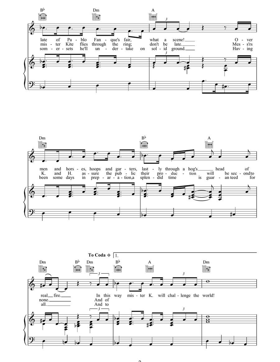 Being For The Benefit Of Mr Kite Piano, Vocal, Guitar scores gallery preview page 2