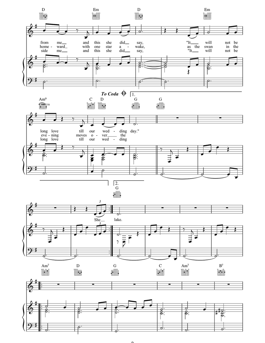 She Moved Through The Fair Piano, Vocal, Guitar scores gallery preview page 2