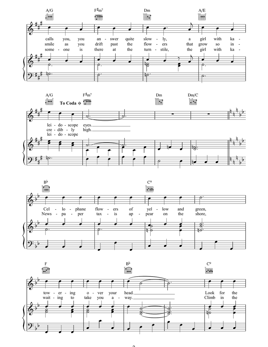 Lucy In The Sky With Diamonds Piano, Vocal, Guitar scores gallery preview page 2