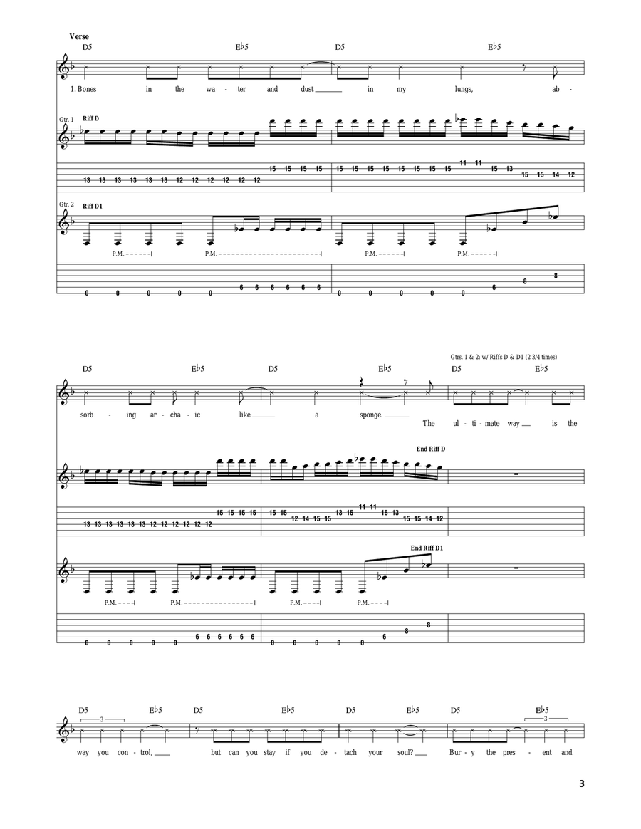 The Blister Exists by Slipknot Electric Guitar - Digital Sheet Music page 3