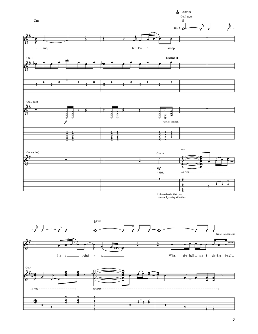Creep Creep Acoustic Guitar scores gallery preview page 3