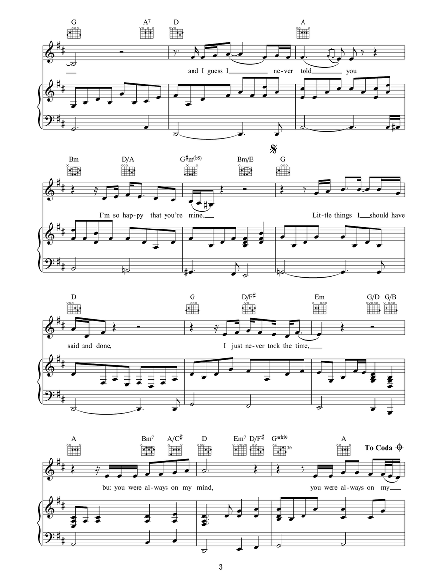 Always On My Mind Always On My Mind Piano, Vocal, Guitar scores gallery preview page 3