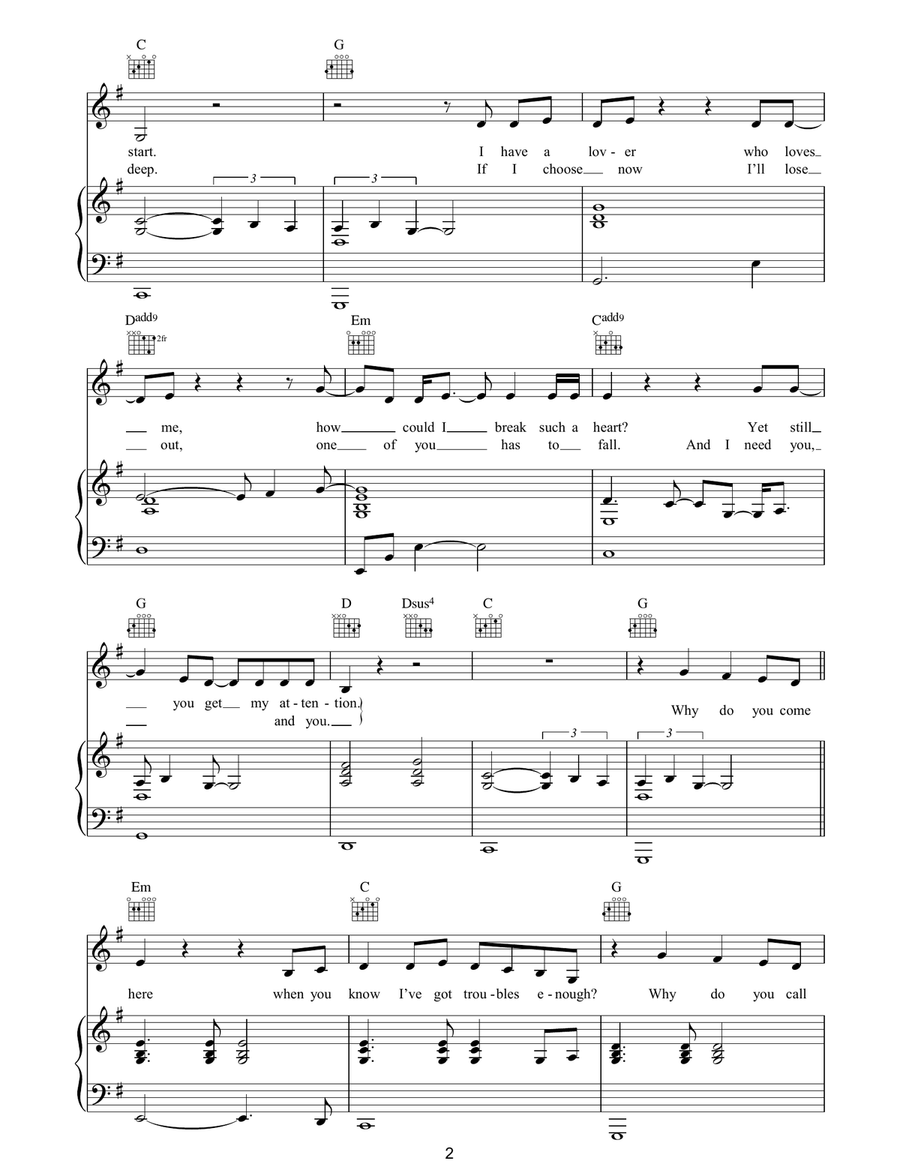 The Weakness In Me The Weakness In Me Piano, Vocal, Guitar scores gallery preview page 2