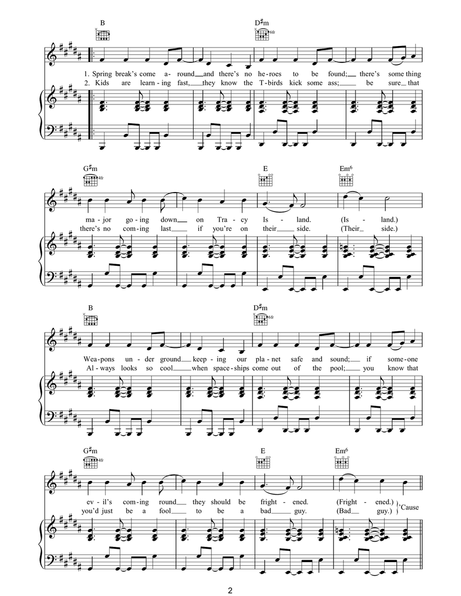 Thunderbirds Are Go Thunderbirds Are Go Piano, Vocal, Guitar scores gallery preview page 2