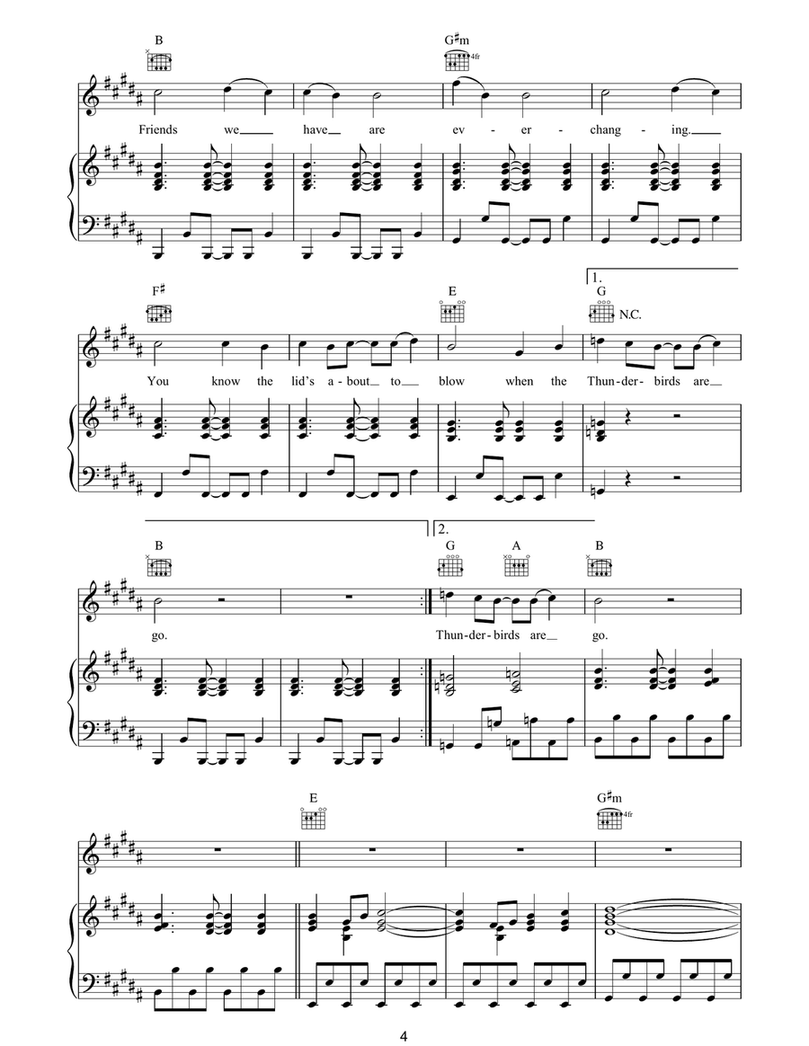 Thunderbirds Are Go Thunderbirds Are Go Piano, Vocal, Guitar scores gallery preview page 4