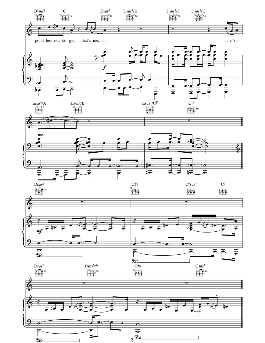 Pointless Nostalgic Pointless Nostalgic Piano, Vocal, Guitar scores gallery preview page 3