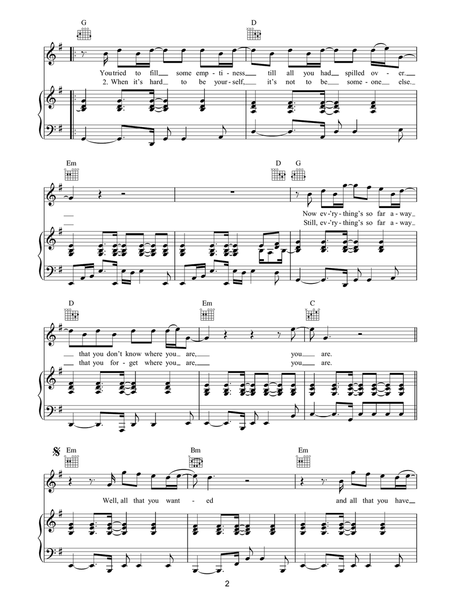 Hold On Hold On Piano, Vocal, Guitar scores gallery preview page 2