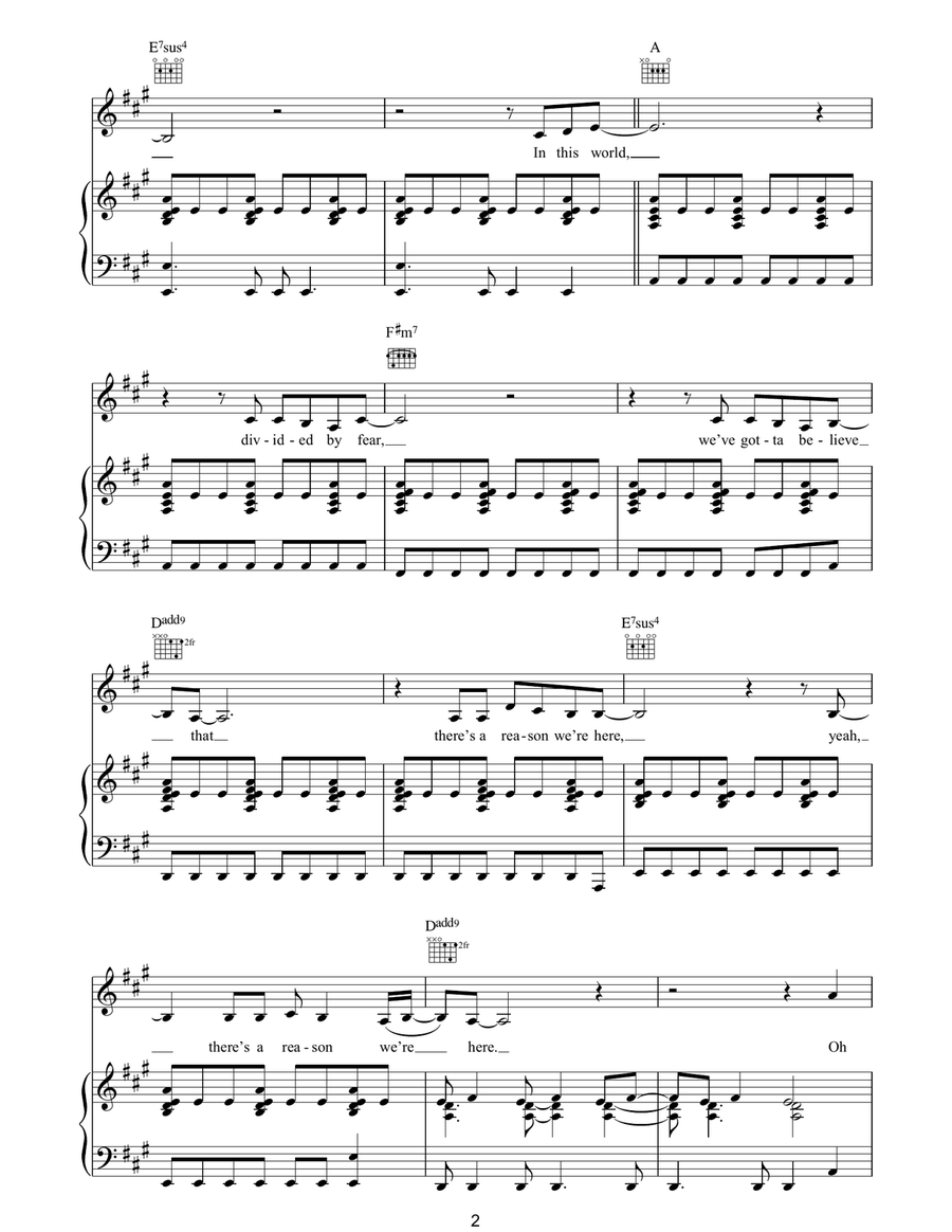 Our Lives Our Lives Piano, Vocal, Guitar scores gallery preview page 2