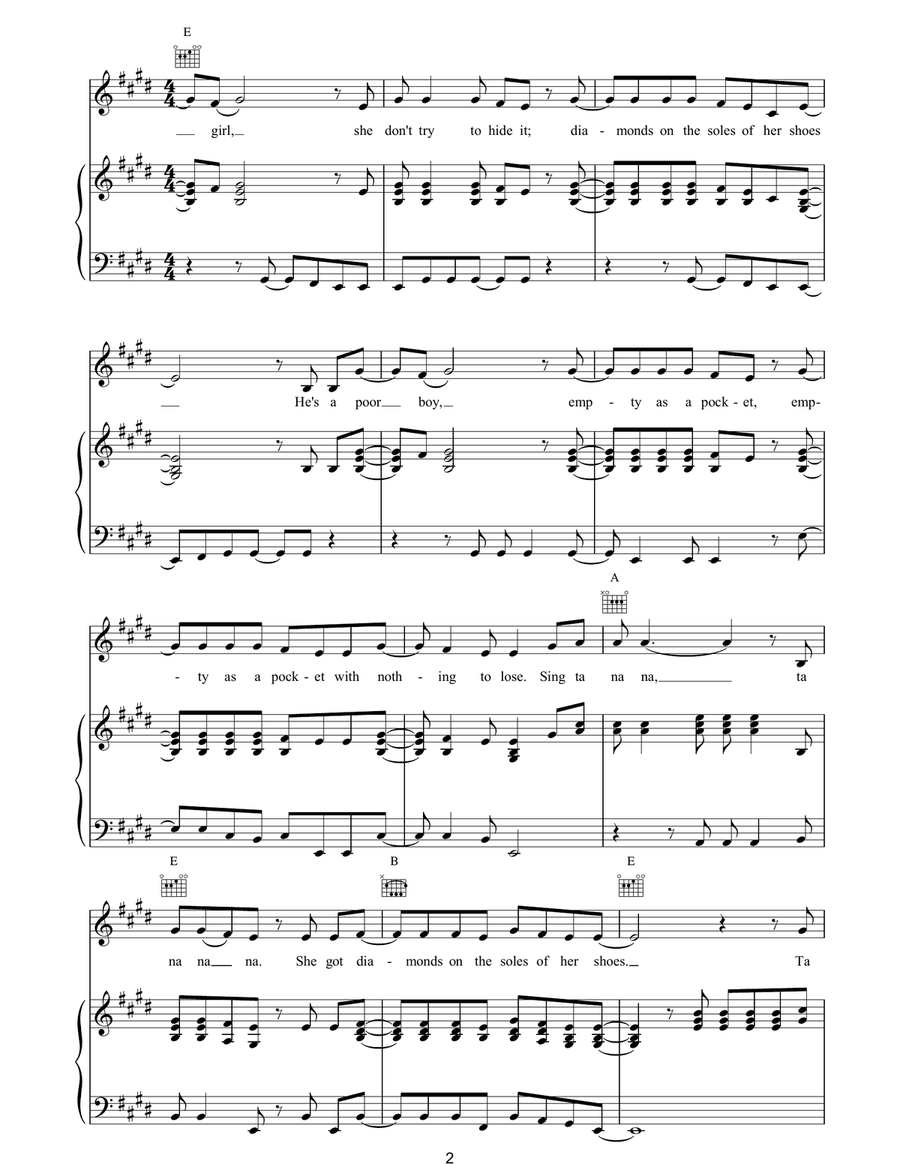 Diamonds On The Soles Of Her Shoes Piano, Vocal, Guitar scores gallery preview page 2