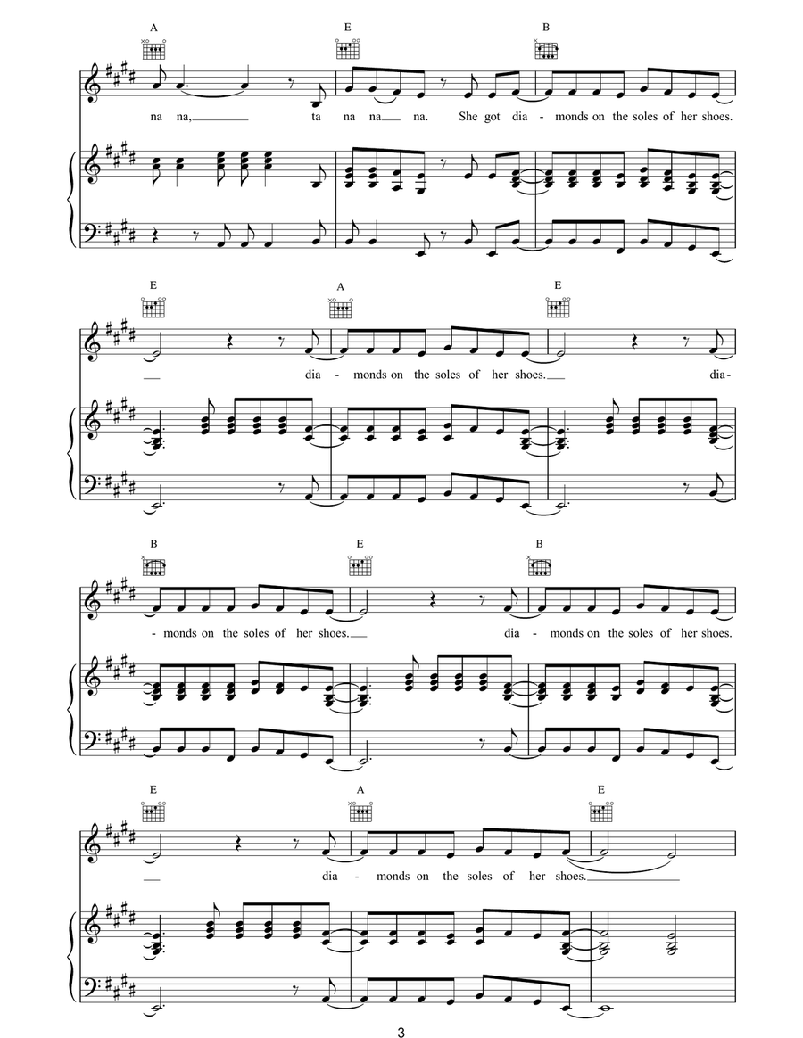 Diamonds On The Soles Of Her Shoes Piano, Vocal, Guitar scores gallery preview page 3