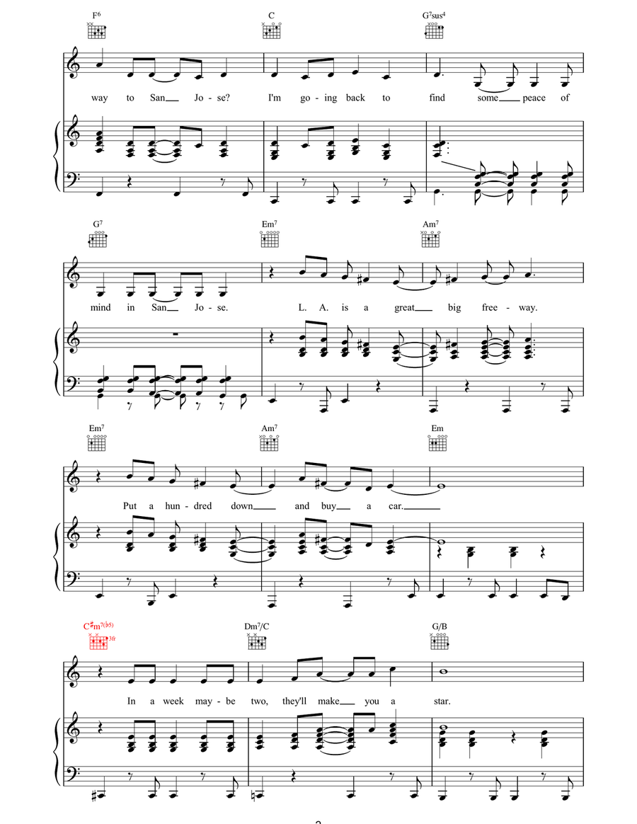 Do You Know The Way To San Jose Piano, Vocal, Guitar scores gallery preview page 2