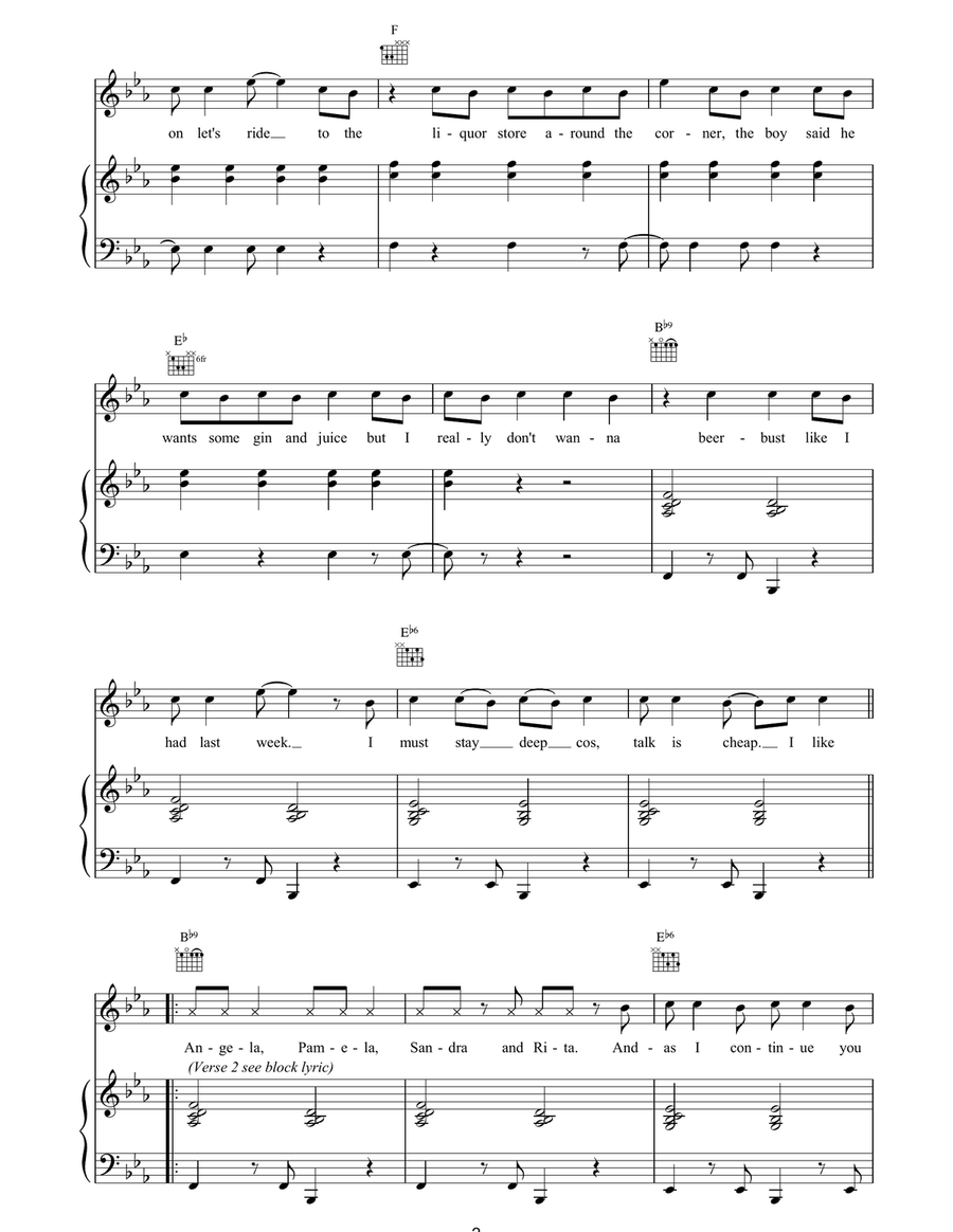 Mambo No. 5 (A Little Bit Of...) Piano, Vocal, Guitar scores gallery preview page 2