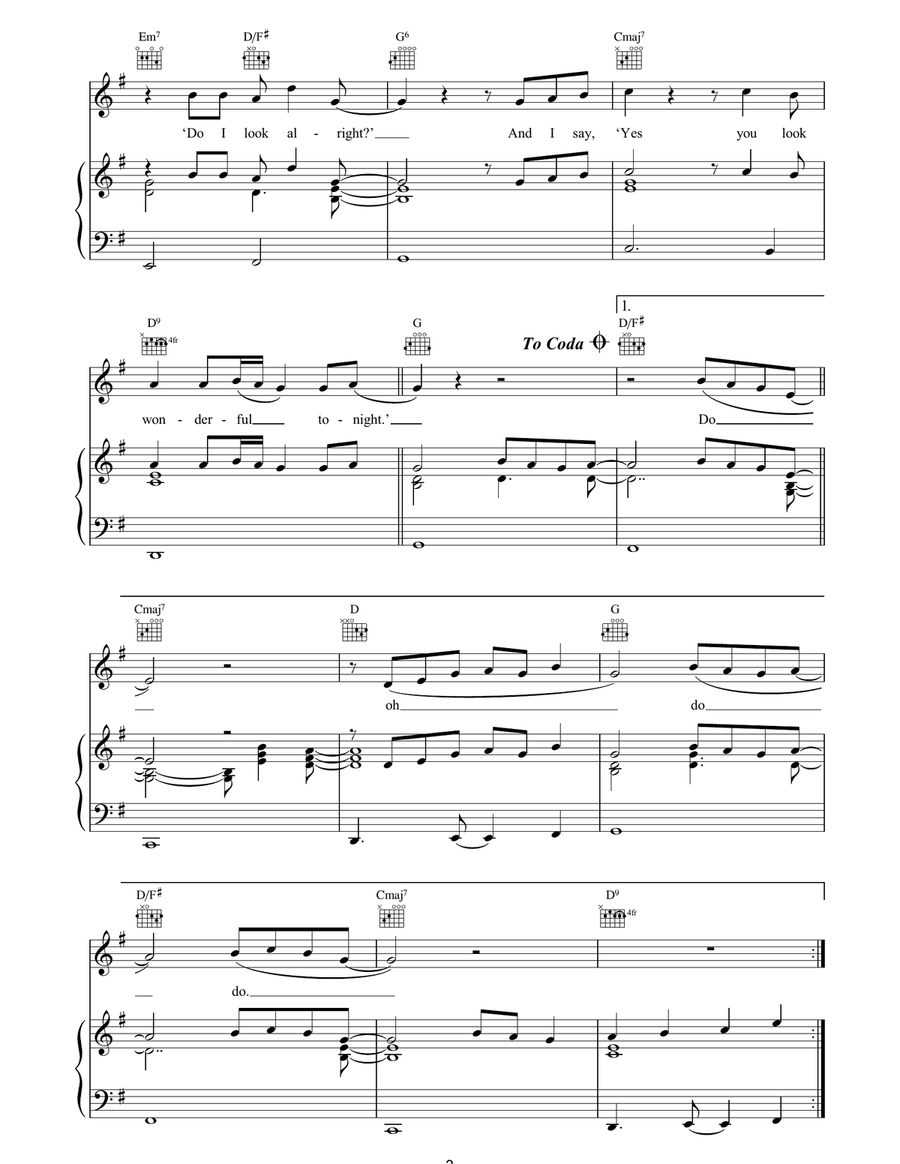 Wonderful Tonight Wonderful Tonight Piano, Vocal, Guitar scores gallery preview page 3