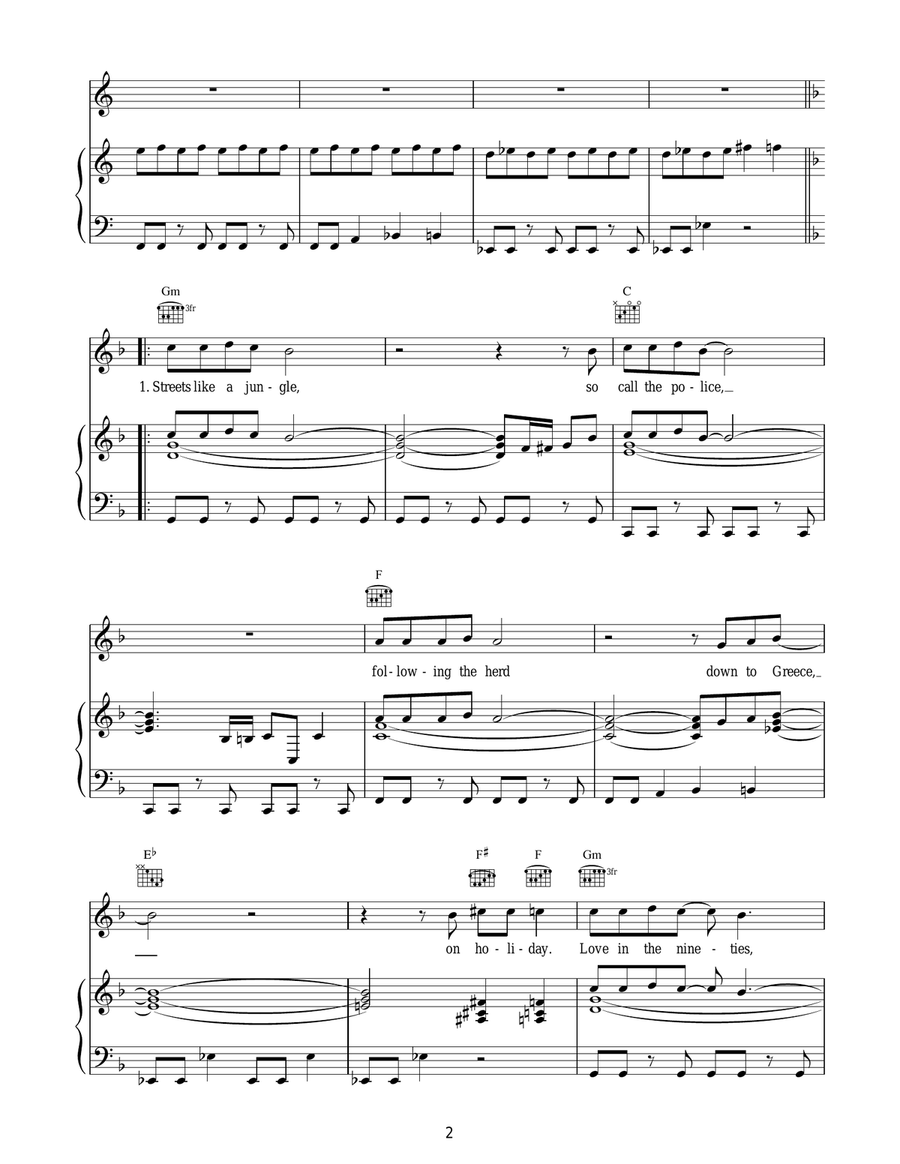 Girls And Boys Girls And Boys Piano, Vocal, Guitar scores gallery preview page 2