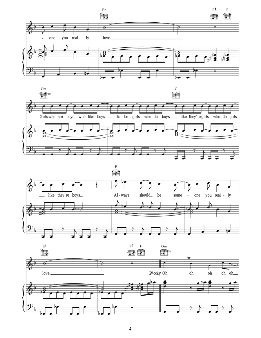 Girls And Boys Girls And Boys Piano, Vocal, Guitar scores gallery preview page 4