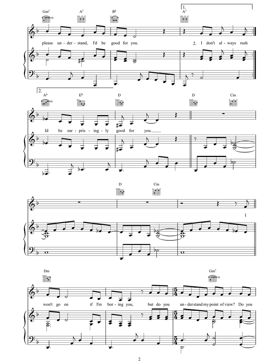 I'd Be Surprisingly Good For You Piano, Vocal, Guitar scores gallery preview page 2