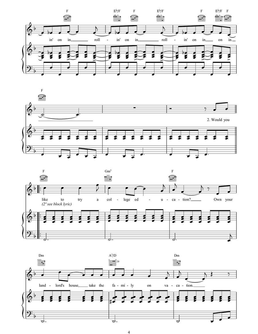 And The Money Kept Rolling In (And Out) Piano, Vocal, Guitar scores gallery preview page 4