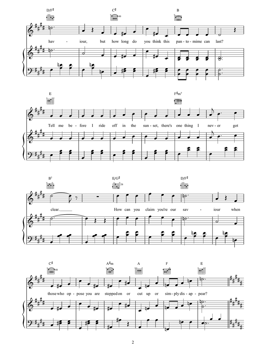Waltz For Eva And Che Waltz For Eva And Che Piano, Vocal, Guitar scores gallery preview page 2