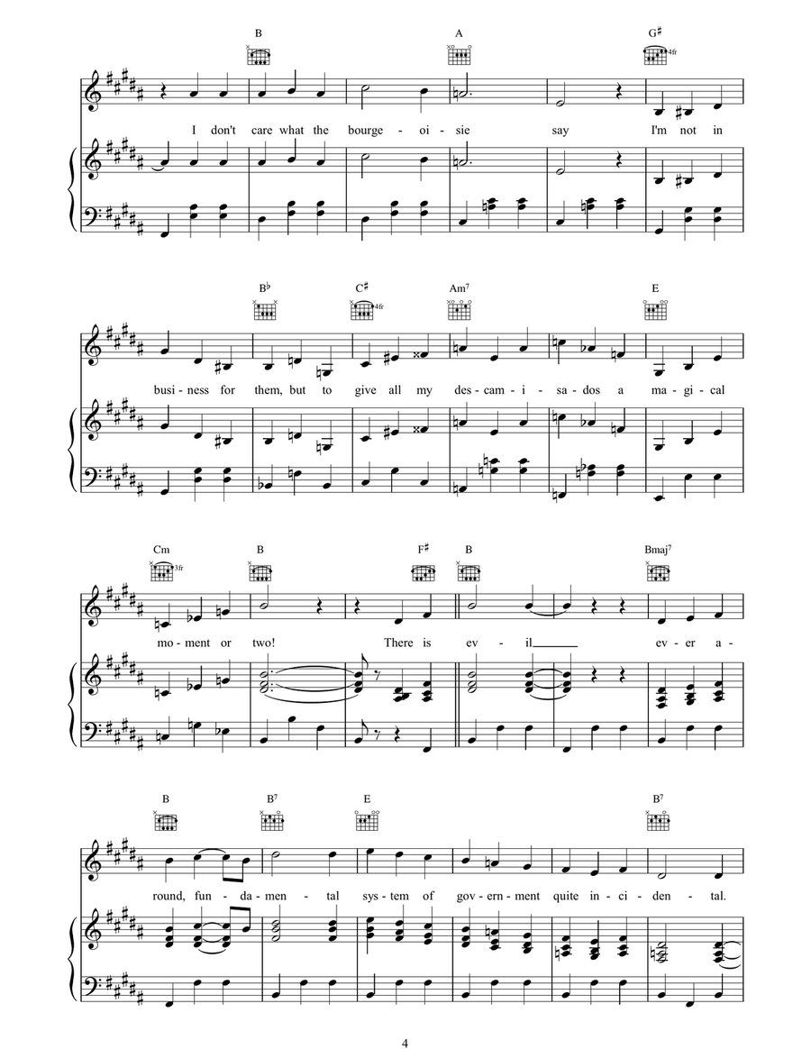 Waltz For Eva And Che Waltz For Eva And Che Piano, Vocal, Guitar scores gallery preview page 4