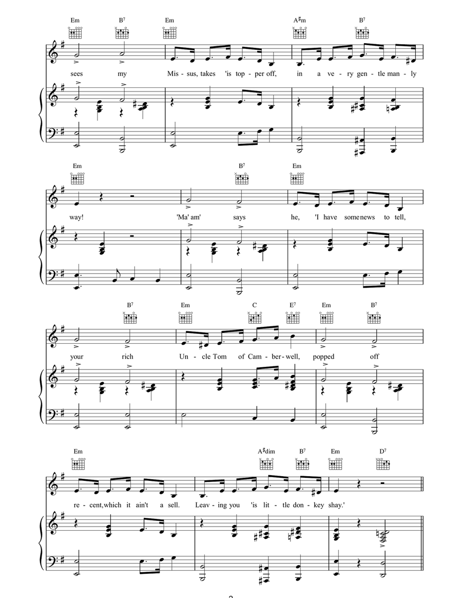 Wotcher! (Knocked 'Em In The Old Kent Road) Piano, Vocal, Guitar scores gallery preview page 2