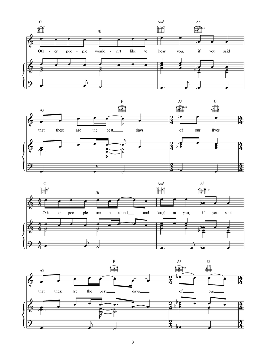 Best Days Best Days Piano, Vocal, Guitar scores gallery preview page 3