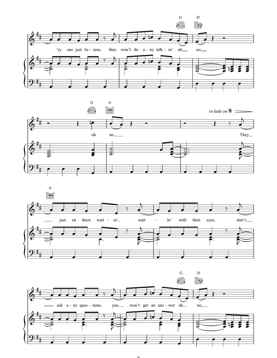 Everyone's Agreed That Everything Will Turn Out Fine Piano, Vocal, Guitar scores gallery preview page 2