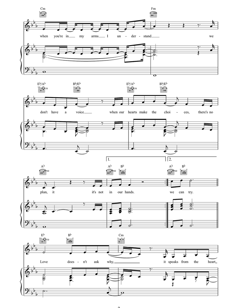 Love Doesn't Ask Why Love Doesn't Ask Why Piano, Vocal, Guitar scores gallery preview page 3