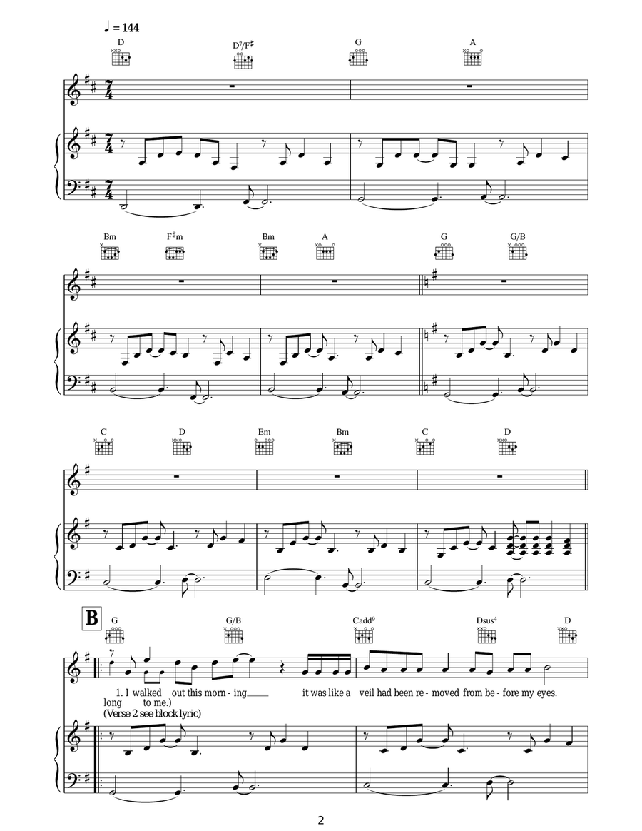 I Was Brought To My Senses Piano, Vocal, Guitar scores gallery preview page 2