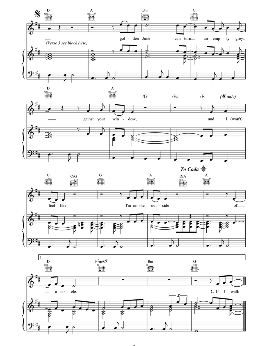 The Circle The Circle Piano, Vocal, Guitar scores gallery preview page 2