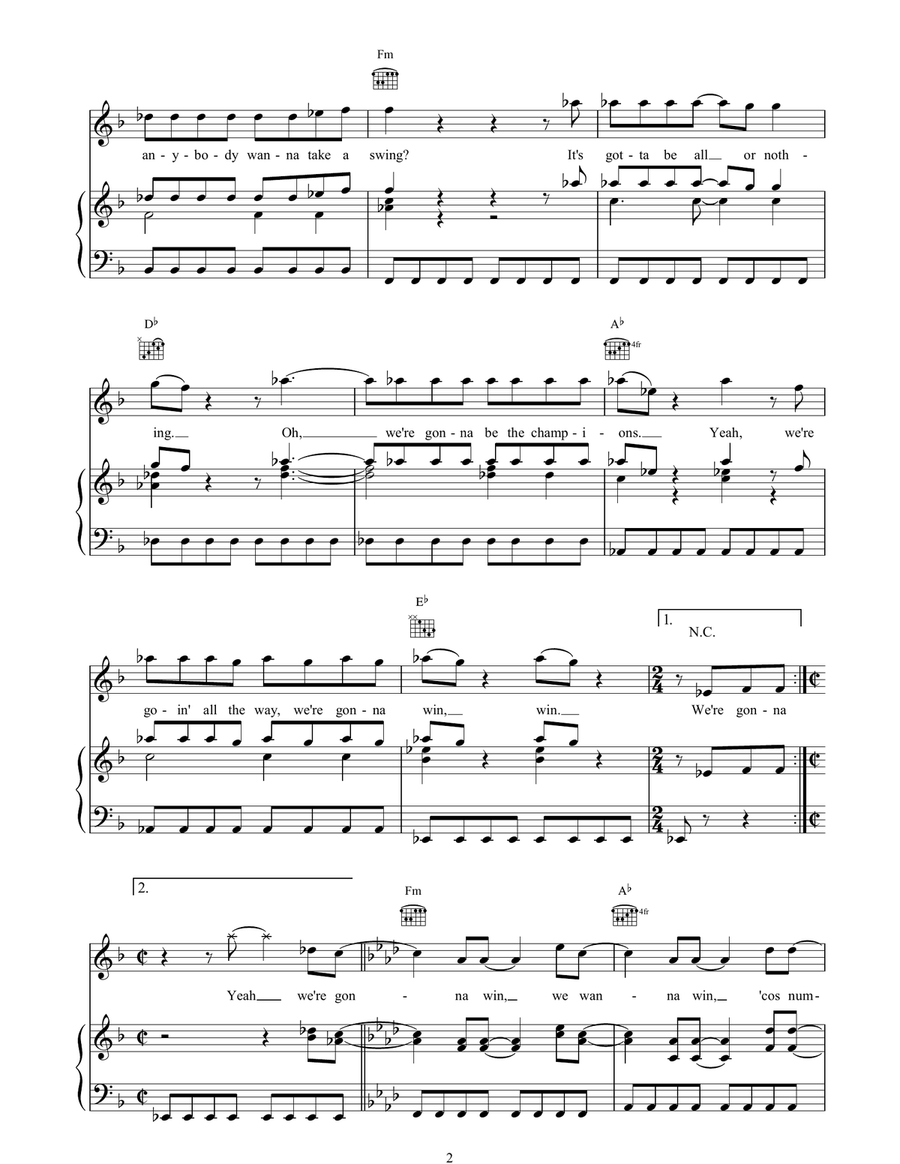 We're Gonna Win We're Gonna Win Piano, Vocal, Guitar scores gallery preview page 2