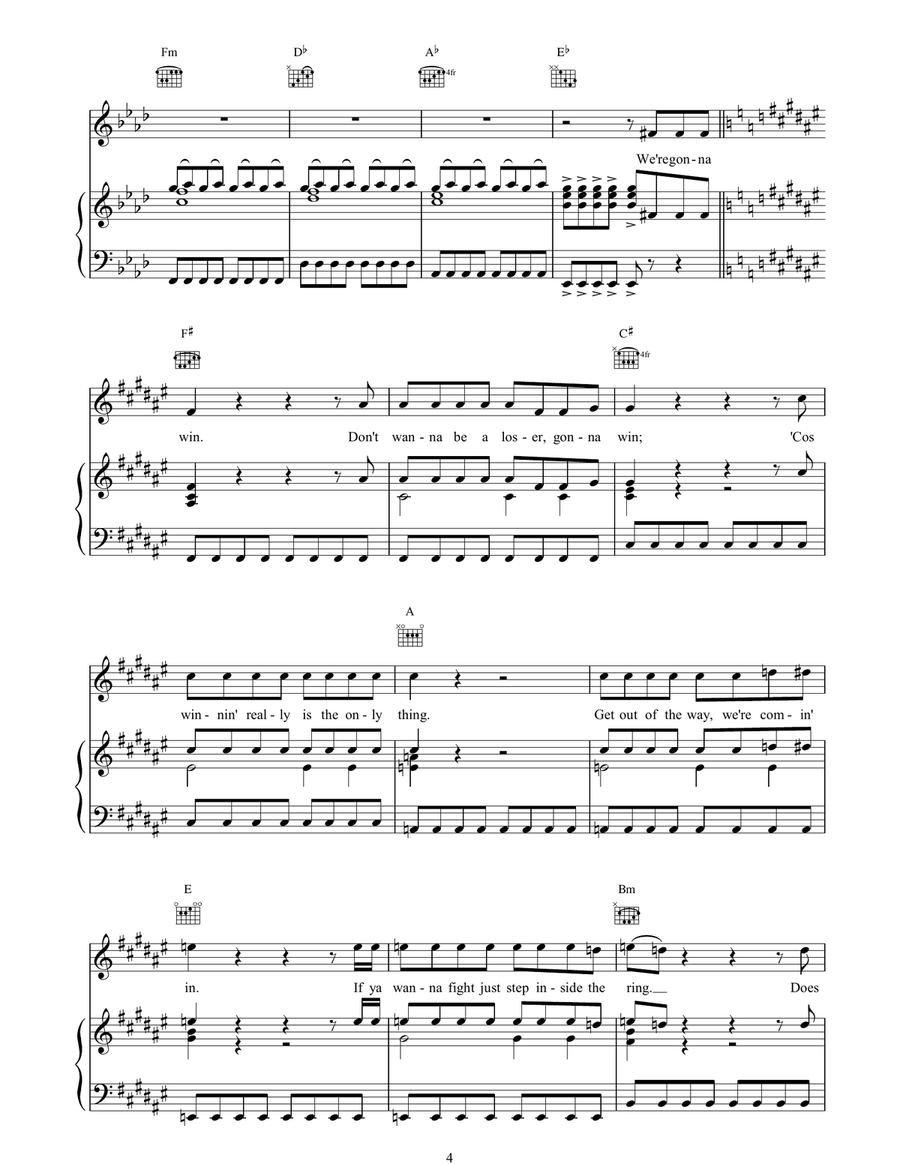 We're Gonna Win We're Gonna Win Piano, Vocal, Guitar scores gallery preview page 4