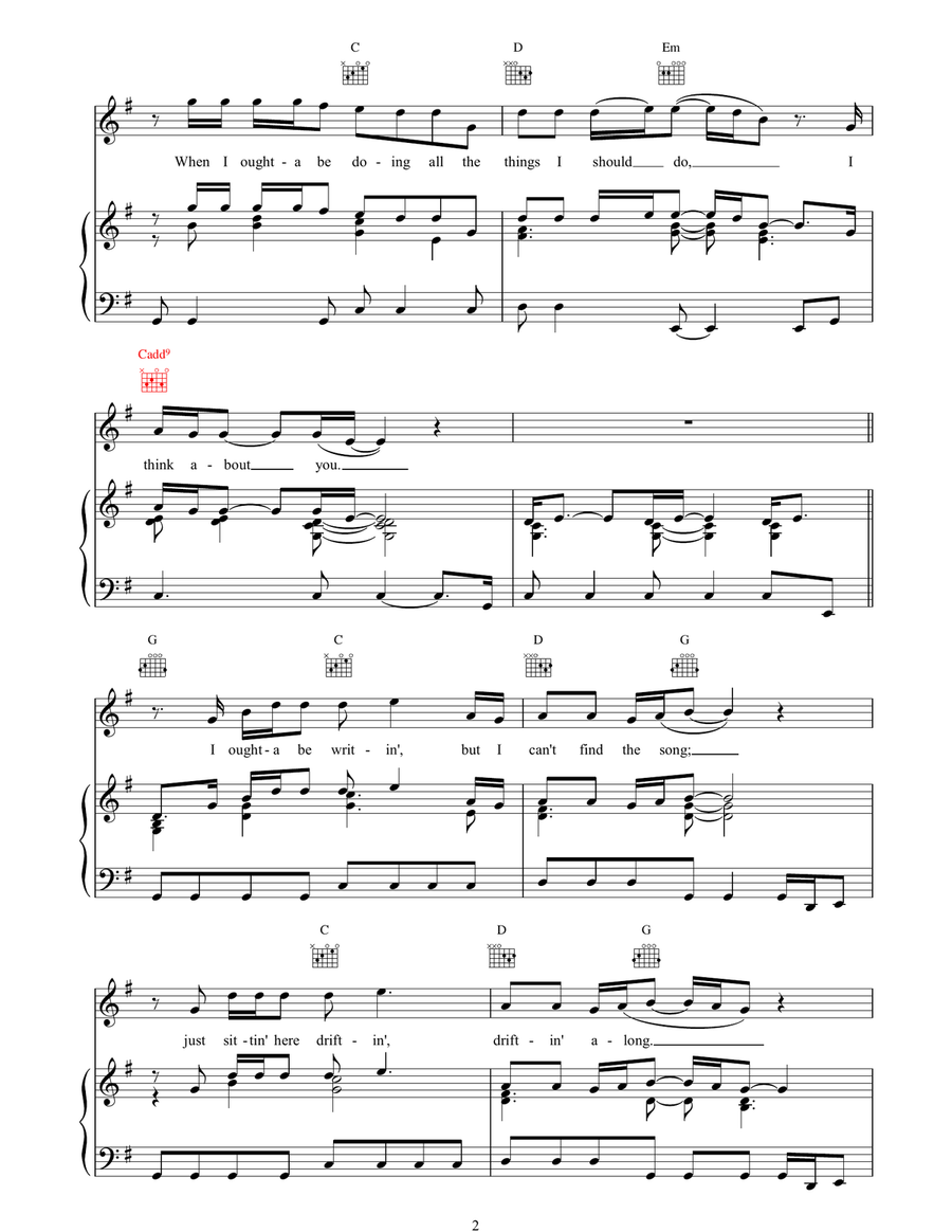 I Think About You I Think About You Piano, Vocal, Guitar scores gallery preview page 2