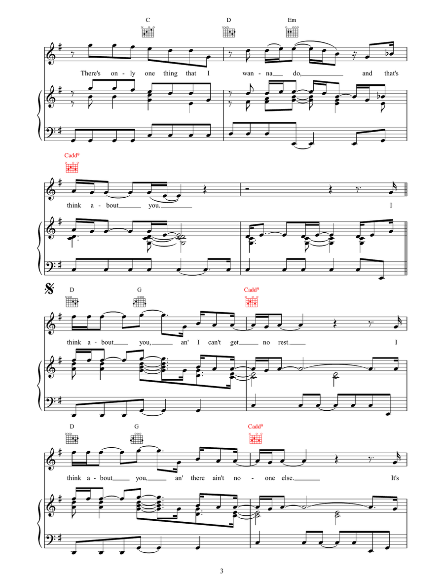 I Think About You I Think About You Piano, Vocal, Guitar scores gallery preview page 3
