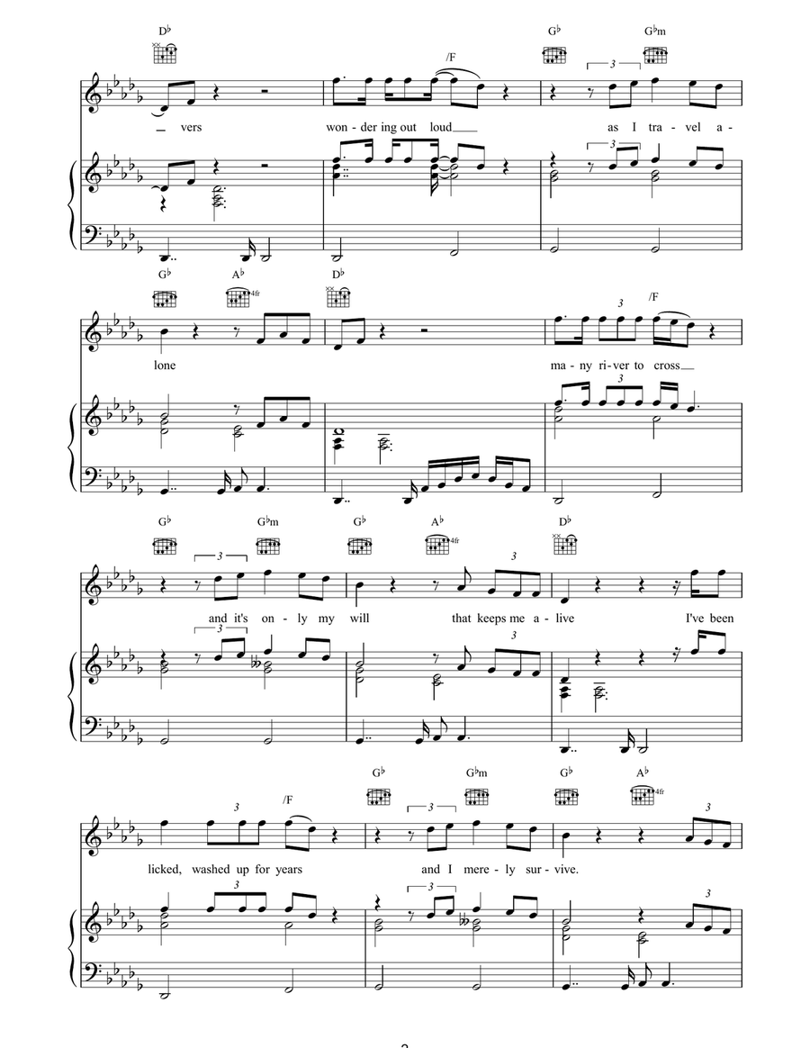 Many Rivers To Cross Many Rivers To Cross Piano, Vocal, Guitar scores gallery preview page 2