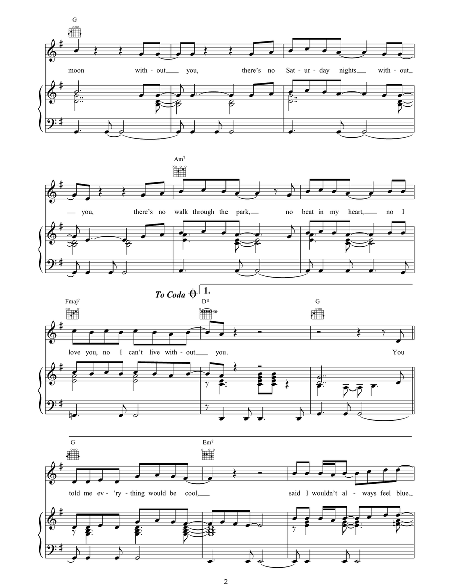 There's No Me Without You Piano, Vocal, Guitar scores gallery preview page 2