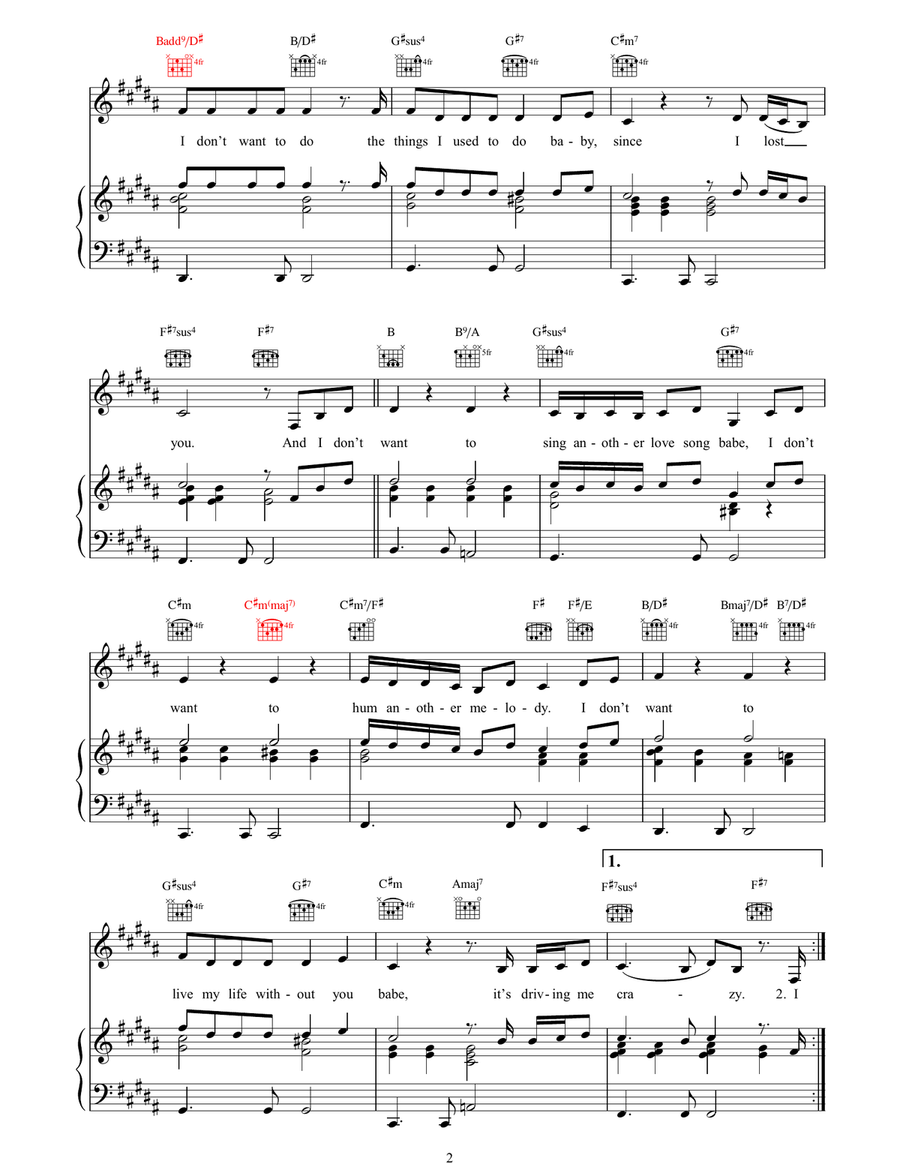 I Don't Want To Piano, Vocal, Guitar scores gallery preview page 2