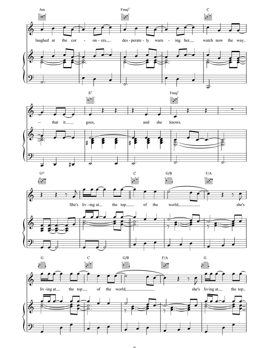 Top Of The World Top Of The World Piano, Vocal, Guitar scores gallery preview page 2