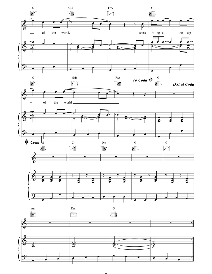 Top Of The World Top Of The World Piano, Vocal, Guitar scores gallery preview page 3
