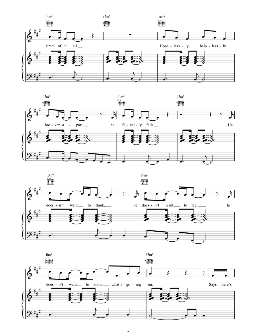 Numb Numb Piano, Vocal, Guitar scores gallery preview page 3