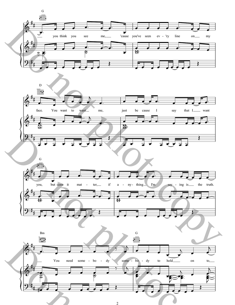 Staring At Your Window With A Suitcase In My Hand Piano, Vocal, Guitar scores gallery preview page 2