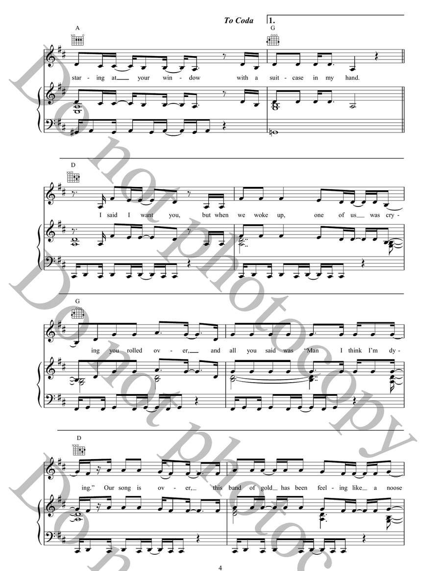 Staring At Your Window With A Suitcase In My Hand Piano, Vocal, Guitar scores gallery preview page 4