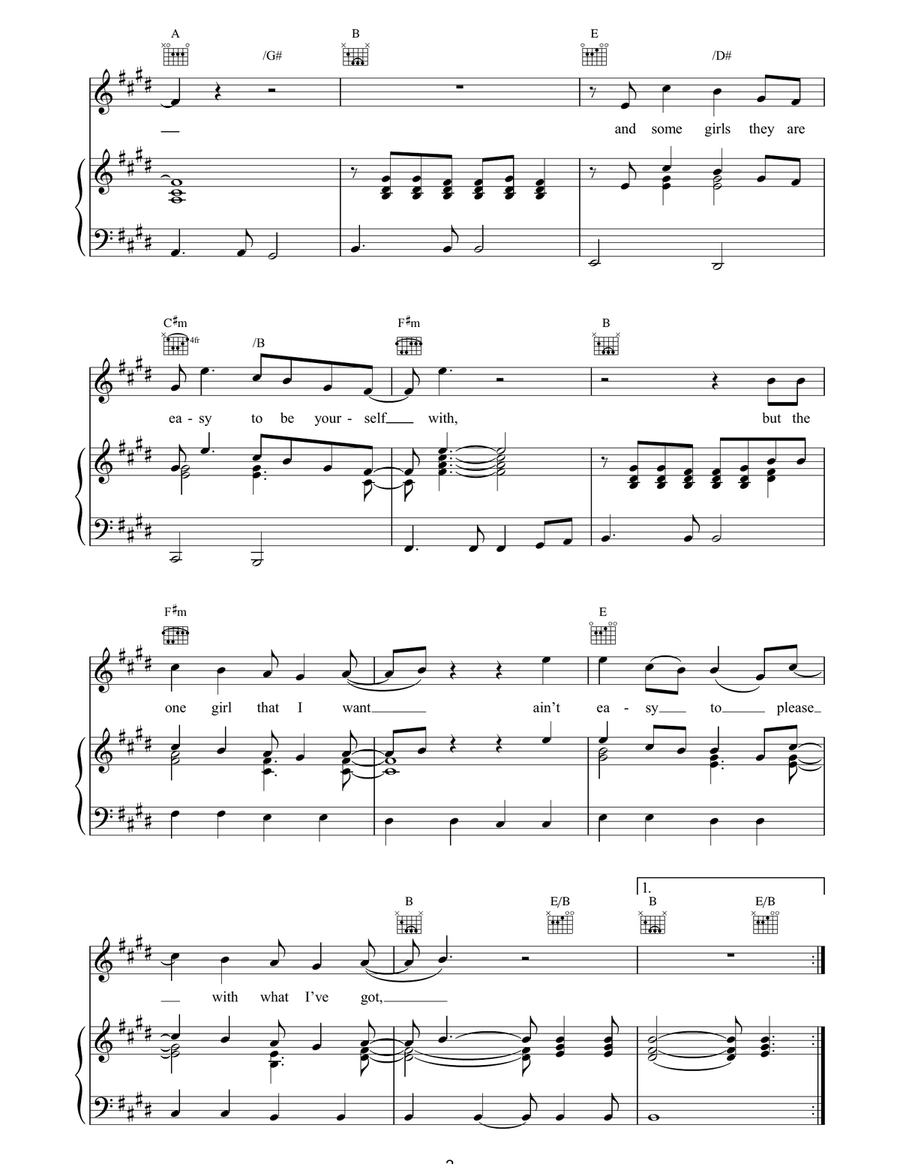 Not Where It's At Piano, Vocal, Guitar scores gallery preview page 2