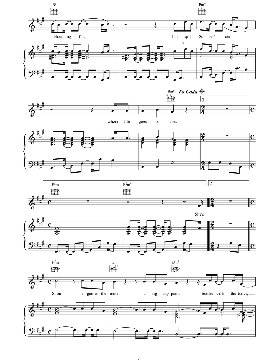 Up In Suzes' Room Up In Suzes' Room Piano, Vocal, Guitar scores gallery preview page 3