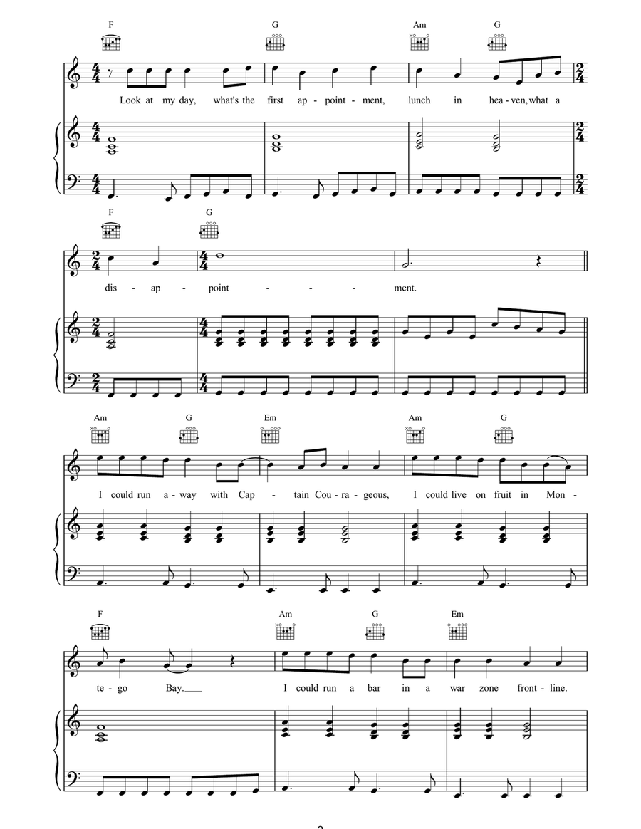 Captain's Courageous Captain's Courageous Piano, Vocal, Guitar scores gallery preview page 2